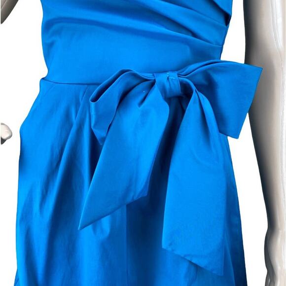 Teeze Me Women's Teal Strapless Sweetheart Neck Bow Pleated Mini Dress Size 5 - Picture 3 of 9